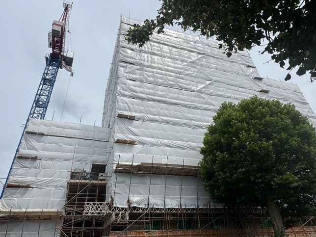 Monarflex Sheeting & Commercial Scaffolding for Southampton Building Remediation